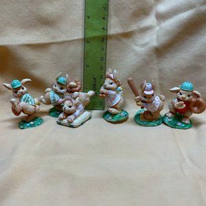 Enesco Bunnies Playing Baseball Figurines